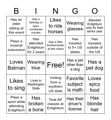 Enlightium Graduation Bingo Game Bingo Card