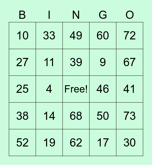 HJC BINGO Card