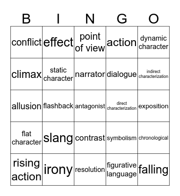 1st nine weeks Bingo Card