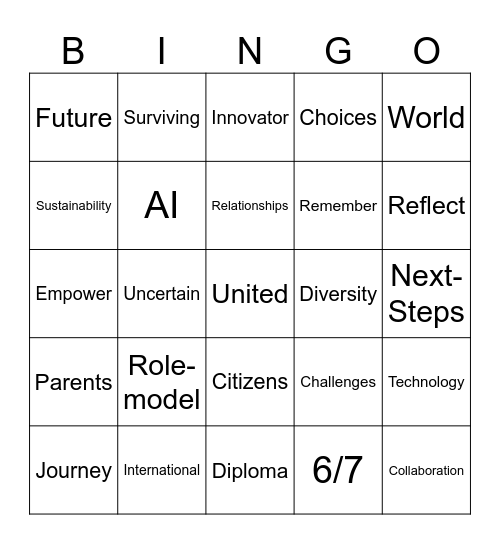 Graduation 2026 Bingo Card