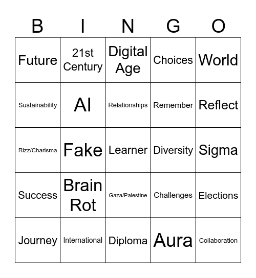 Graduation Bingo Card