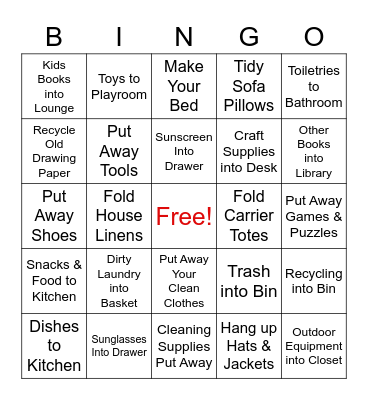 Home Reset BINGO Card