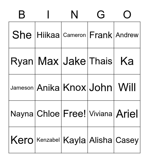 Topper Bingo Card