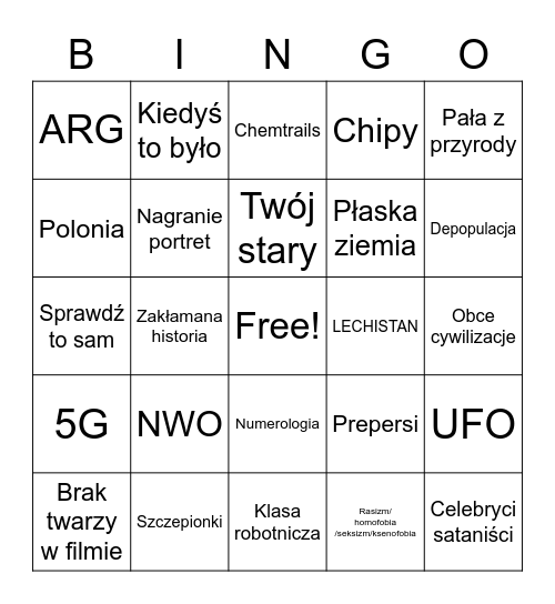 Foliarskie bingo Card