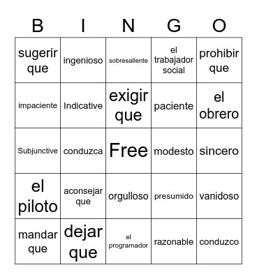4.1 Spanish Review Bingo Card