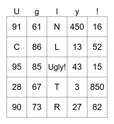 Numbers and Letters ¨6th A" Bingo Card