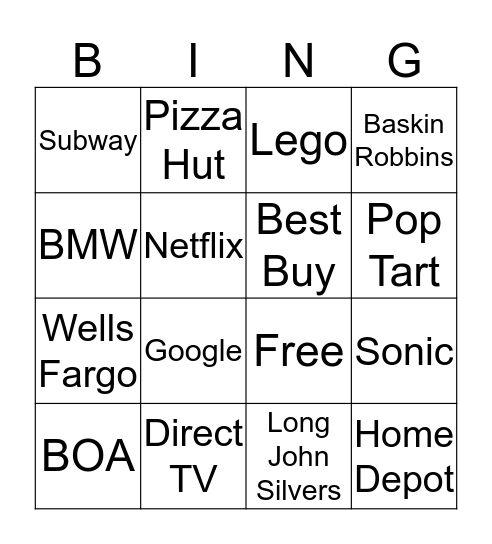 Company Signs Bingo Card