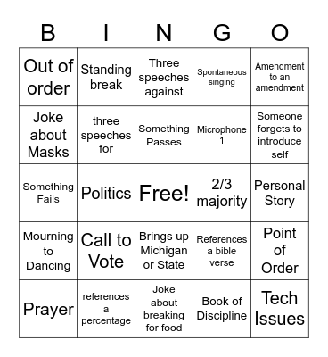 Annual Conference 2022 Bingo Card