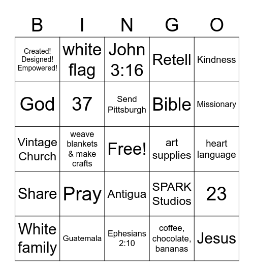 SPARK 2022 Bingo Card