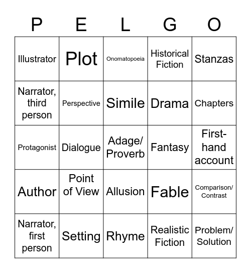 PELGO Bingo Card