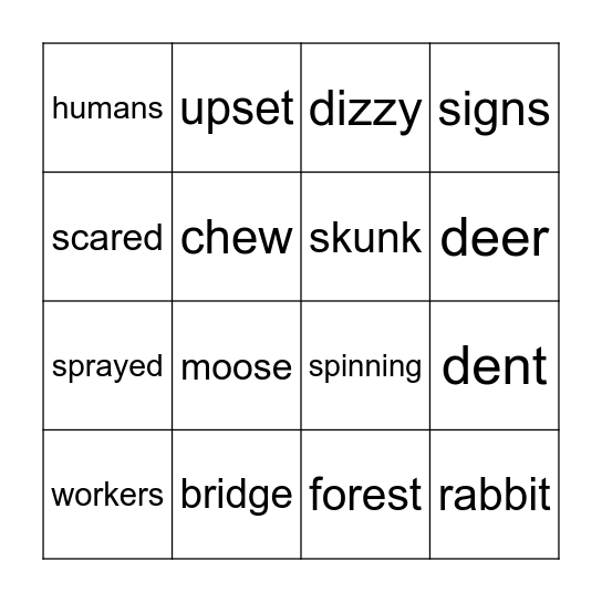 Animal Bridge Bingobridge Bingo Card