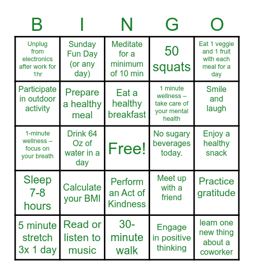 SK-Spring Wellness Challenge Bingo Card