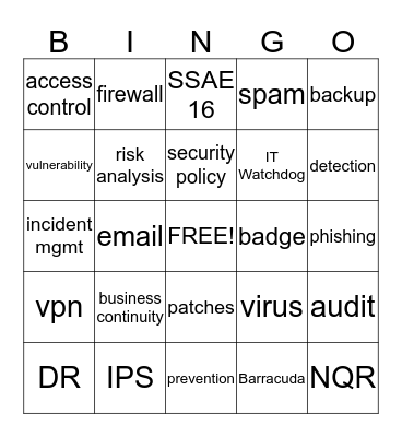 NQR Security Bingo Card