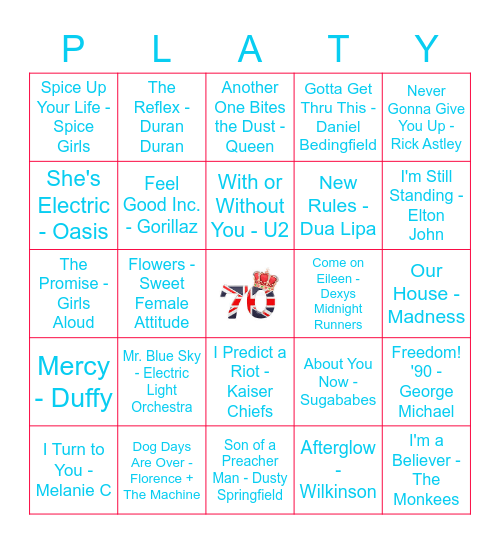 Quirky Queenie Bingo Card
