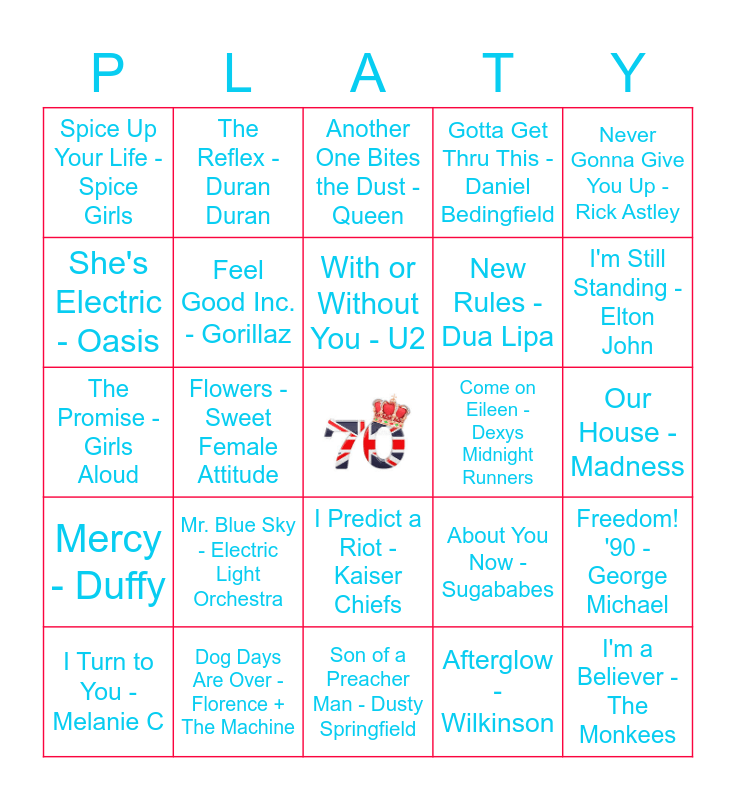 Quirky Queenie Bingo Card