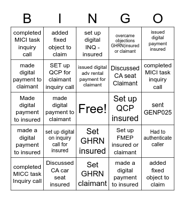 I got it! Bingo Card