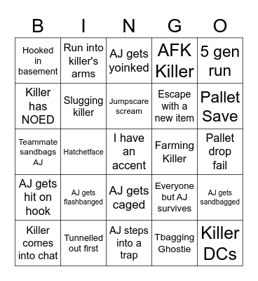 Eraleas DBD Bingo Card
