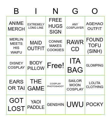 ANIME CON BINGO Card