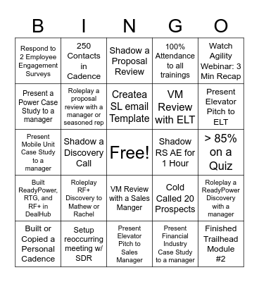 RS AE Bootcamp BINGO Card