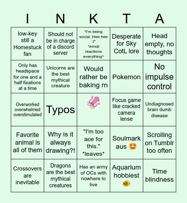 Be Ink do nothing Bingo Card