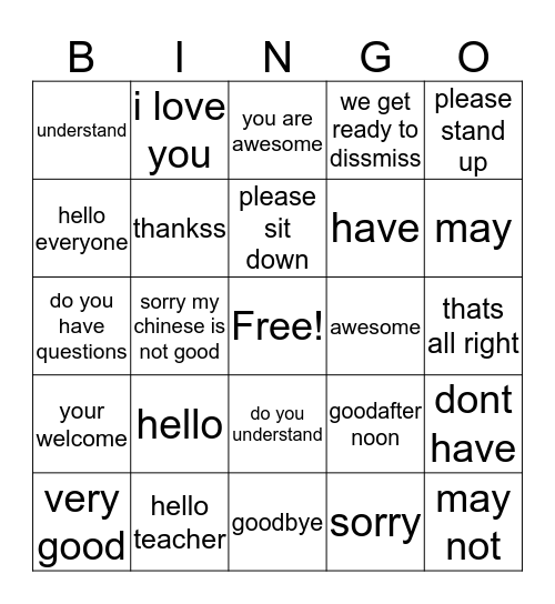 Untitled Bingo Card
