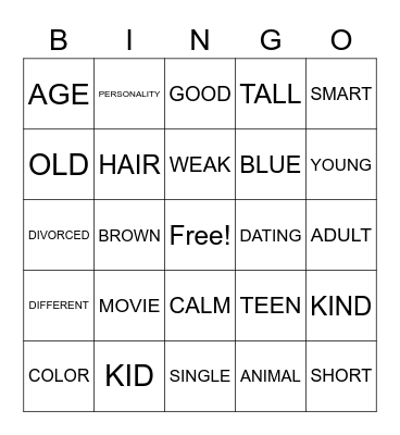 ASL 1 - Unit 8 Monologue (Character) Bingo Card