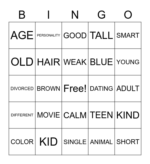 ASL 1 - Unit 8 Monologue (Character) Bingo Card