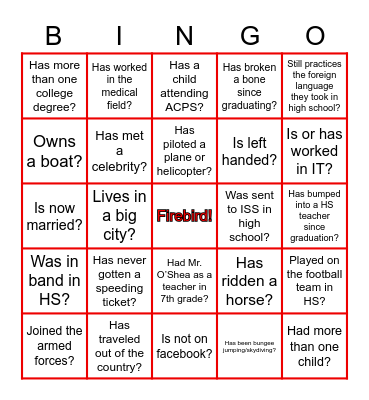 Which Classmate? Bingo Card