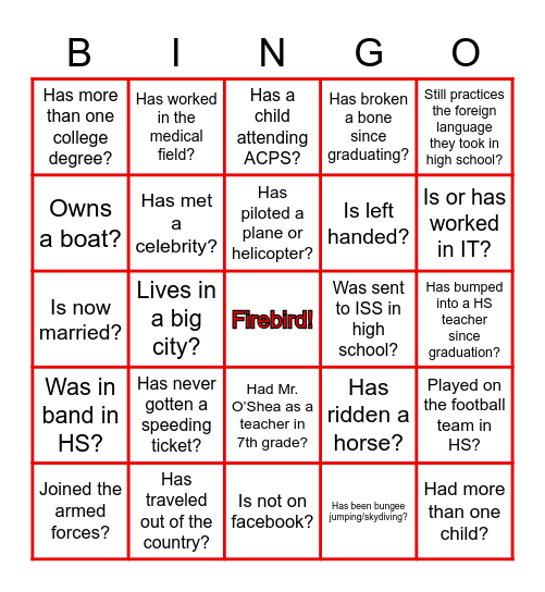 Which Classmate? Bingo Card