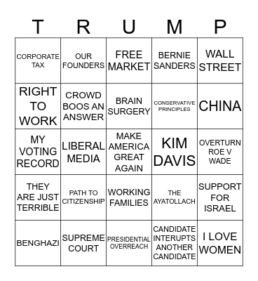 Republican Debate 9/16 Card 3 Bingo Card