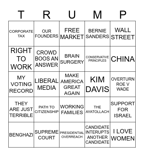 Republican Debate 9/16 Card 3 Bingo Card