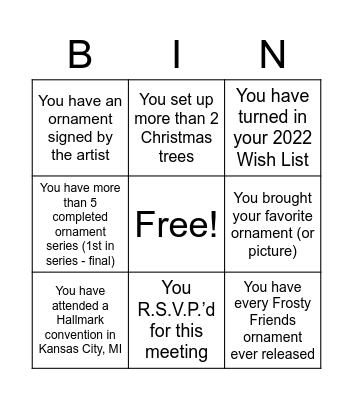 Mile High Keepsake Collectors Bingo Card