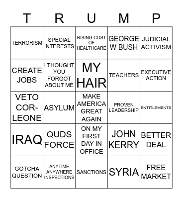 Republican Debate 9/16 Card 4 Bingo Card