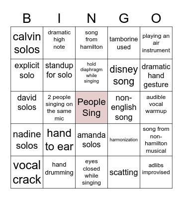 Karaoke Bingo Card