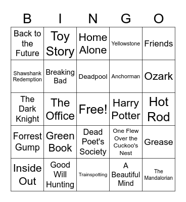 Safety Movie/TV Training Bingo Card