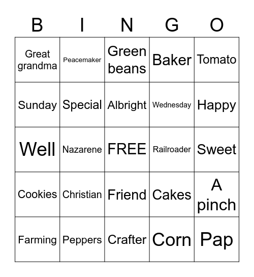 Clites Bingo Card