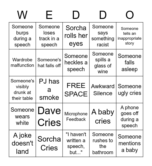 Wedding bingo Card