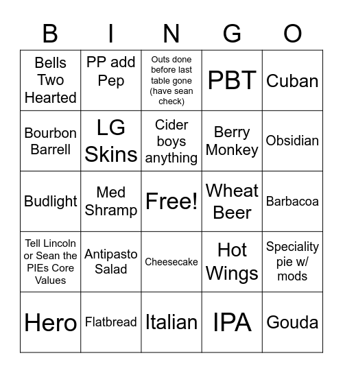 P&PLex Bingo Card