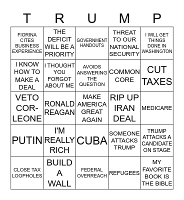 Republican Debate 9/16 Card 5 Bingo Card