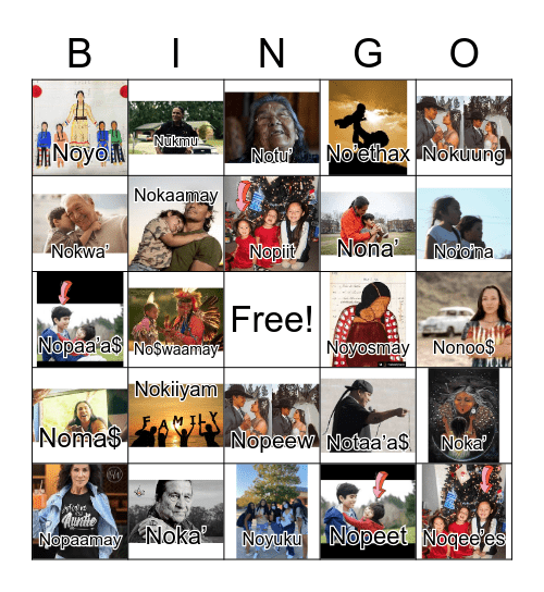 Family Bingo Card
