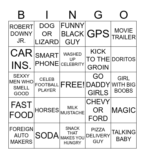 SUPER BOWL BINGO Card