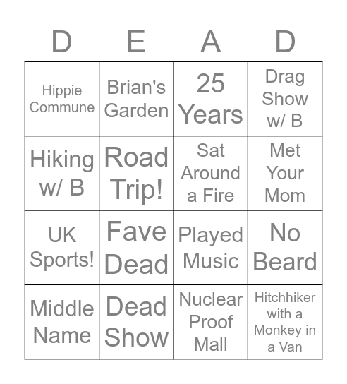 Brian Bingo Card