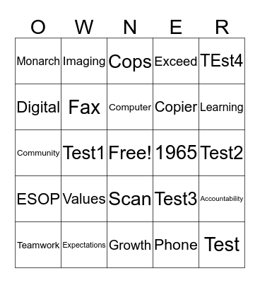 ESOP Bingo Card