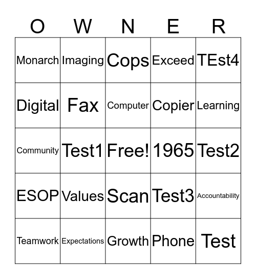 ESOP Bingo Card