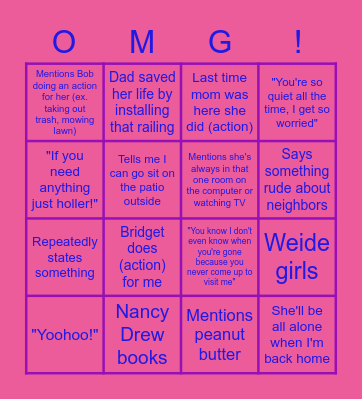 Grandma Reverse-Bingo Card
