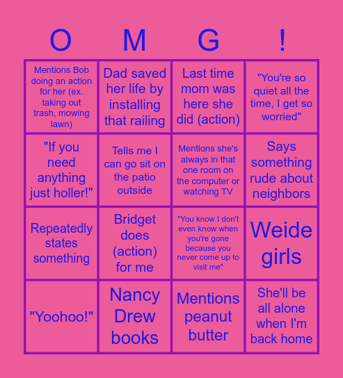 Grandma Reverse-Bingo Card