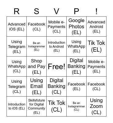 RSVP courses Bingo Card