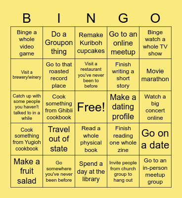 Summer Bingo Card