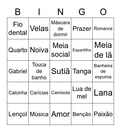 Chá de lingerie da lana Bingo Card