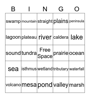 Landform Bingo 2 Bingo Card